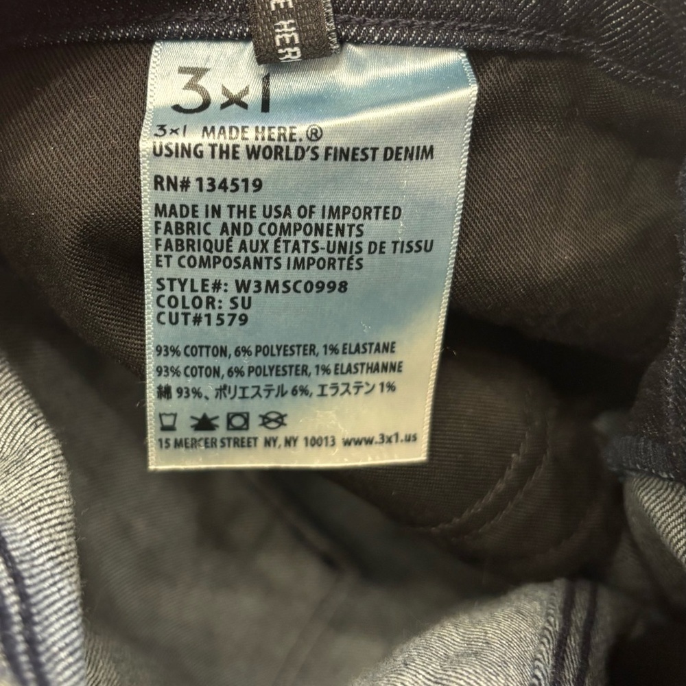 3x1 NYC High Rise Dark Wash MADE IN USA Skinny/Slim Jeans, Size 29 - Picture 8 of 10